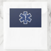 Sticker Rectangulaire Star of Life Paramedic on Navy Blue Carbon Fiber (Sac)