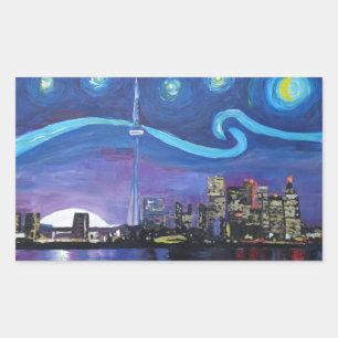 Sticker Rectangulaire Starry Night à Toronto avec Van Gogh Inspirations