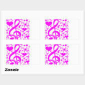 Sticker Rectangulaire Stars, Hearts et The music notes-Pink_ (Feuille)