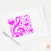 Sticker Rectangulaire Stars, Hearts et The music notes-Pink_ (Enveloppe)