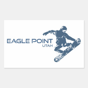 Sticker Rectangulaire Station de ski Eagle Point Utah Snowboardeur