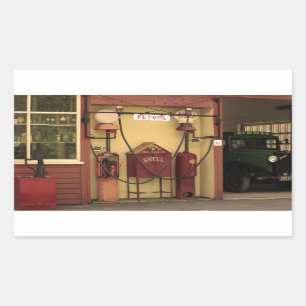 Sticker Rectangulaire Station service nostalgique