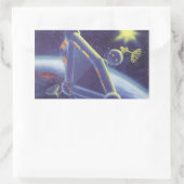 Sticker Rectangulaire Station spatial en orbite de science-fiction vinta (Sac)