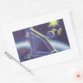 Sticker Rectangulaire Station spatial en orbite de science-fiction vinta (Enveloppe)