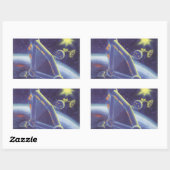 Sticker Rectangulaire Station spatiale orbitale de science-fiction vinta (Feuille)
