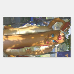 Sticker Rectangulaire Statue de Hot Dog Man