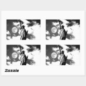 Sticker Rectangulaire Statue noire et blanche de la Liberté (Feuille)