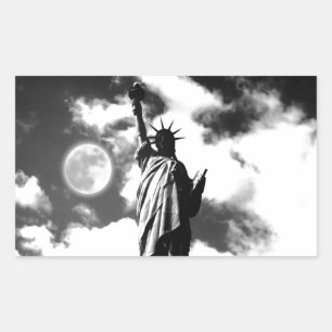 Sticker Rectangulaire Statue noire et blanche de la Liberté