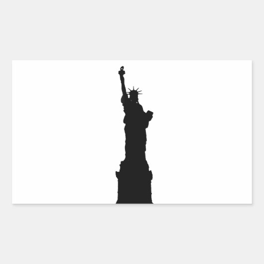 Sticker Rectangulaire Statue noire et blanche de la Liberté Silhouette (Devant)