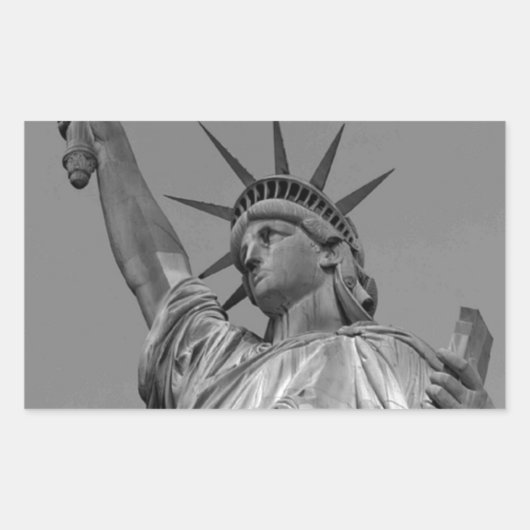 Sticker Rectangulaire Statue noire et blanche de Liberty New York (Devant)