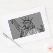Sticker Rectangulaire Statue noire et blanche de Liberty New York (Enveloppe)