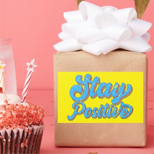 Sticker Rectangulaire STAY POSITIVE 70's typographie design rétro (Fête)