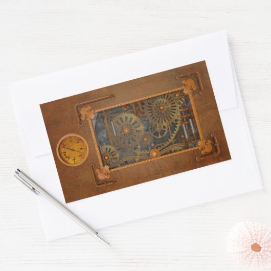Sticker Rectangulaire Steampunk (Enveloppe)
