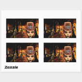 Sticker Rectangulaire Steampunk Garçon Et Robot Chien (Feuille)