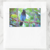 Sticker Rectangulaire Steller's Jay Painting - Art original pour oiseaux (Sac)
