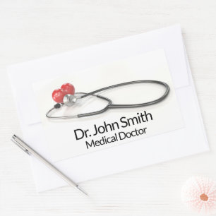 Sticker Rectangulaire Stéthoscope avec cœur Soins médicaux & Santé