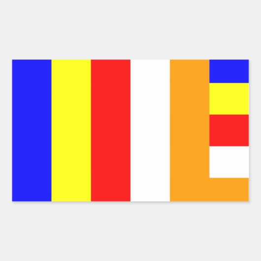 Sticker Rectangulaire Stick du drapeau bouddhiste (Devant)
