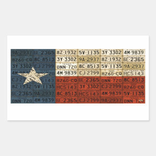 Sticker Rectangulaire Stick étoile solitaire Art plaque Drapeau Texas
