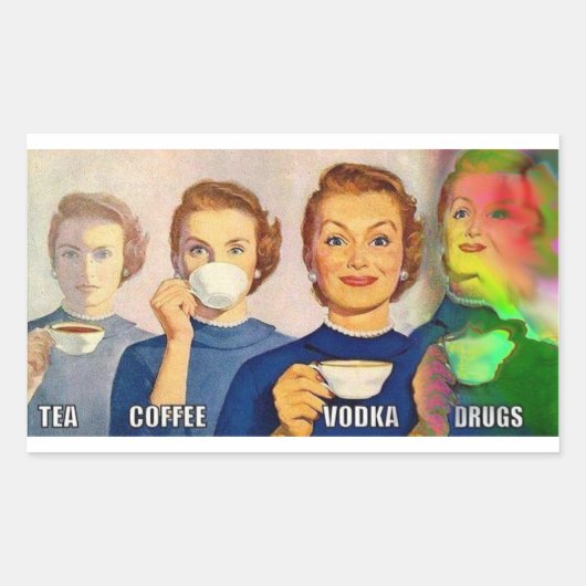 Sticker Rectangulaire sticker, thé, café, vodka, drogues (Devant)