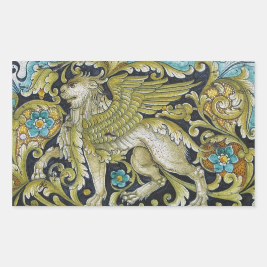 Sticker Rectangulaire Stickers—Lion de tuile Deruta (Devant)