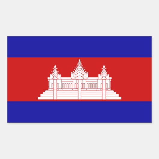 Sticker Rectangulaire Sticle du rectangle du drapeau du Cambodge (Devant)