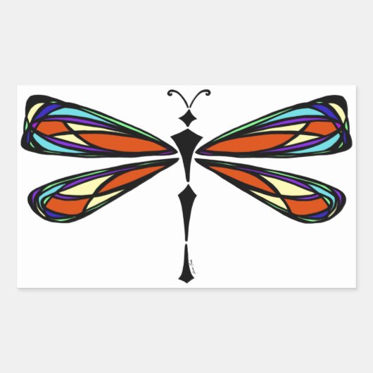 Sticker Rectangulaire Sticule Rectangle de libellule en verre tendu (Devant)