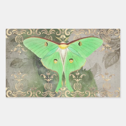 Sticker Rectangulaire Sticule rectangulaire verte Luna Moth (Devant)