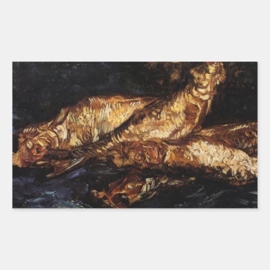 Sticker Rectangulaire Still Life with Bloaters par Vincent van Gogh (Devant)