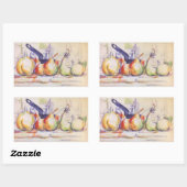 Sticker Rectangulaire Still Life with Saucepan par Paul Cezanne (Feuille)