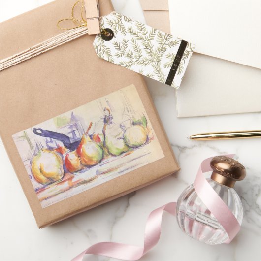 Sticker Rectangulaire Still Life with Saucepan par Paul Cezanne (Cadeaux)