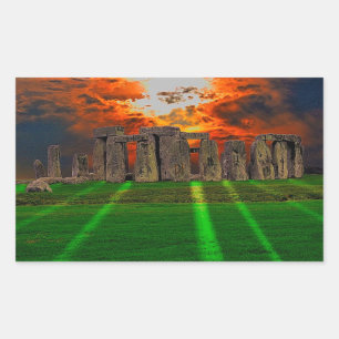 Sticker Rectangulaire Stonehenge Standing Stones au coucher du soleil