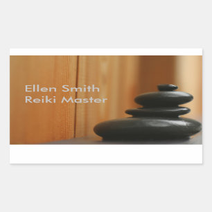 Sticker Rectangulaire Stones de méditation de Cairn et bois