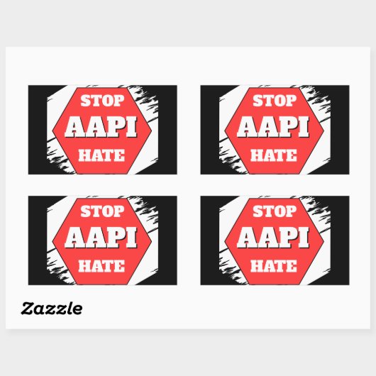 Sticker Rectangulaire Stop AAPI Hate Rectangular (Feuille)