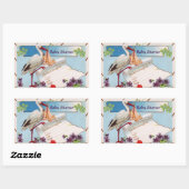 STICKER RECTANGULAIRE STORK BÉBÉ FILLE DOUCHE 2 (Feuille)