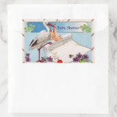 STICKER RECTANGULAIRE STORK BÉBÉ FILLE DOUCHE 2 (Sac)