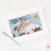STICKER RECTANGULAIRE STORK BÉBÉ FILLE DOUCHE 2 (Enveloppe)