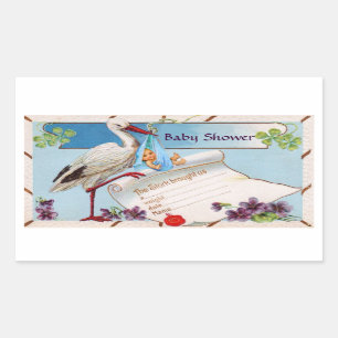 STICKER RECTANGULAIRE STORK BÉBÉ GARÇON DOUCHE 2
