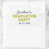 Sticker Rectangulaire Stripes modernes Jaune fête de graduation (Sac)