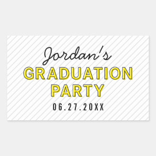 Sticker Rectangulaire Stripes modernes Jaune fête de graduation
