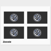 Sticker Rectangulaire Style Chrome badge Dragon sur Carbon Fibre Print (Feuille)