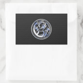 Sticker Rectangulaire Style Chrome badge Dragon sur Carbon Fibre Print (Sac)