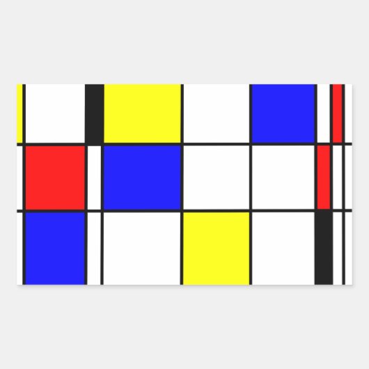 Sticker Rectangulaire Style d'art mondrien (Devant)