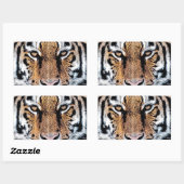 Sticker Rectangulaire Style de presse graphique Bold Tiger Portrait (Feuille)