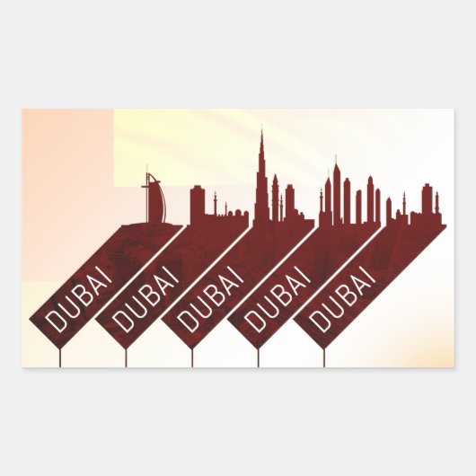 Sticker Rectangulaire Style de voyage de Dubaï (Devant)
