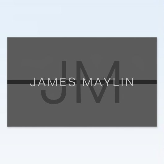 Sticker Rectangulaire Stylé Masculin Gris Foncé Nom & Monogramme
