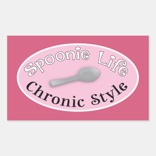 Sticker Rectangulaire Style Spoonie - Rose (Devant)