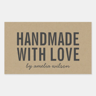 Sticker Rectangulaire Stylish Rustic Bold fait main avec Love Faux Kraft