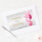 Sticker Rectangulaire Stylish Starry Joyeux anniversaire et ballons rose (Enveloppe)