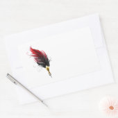 Sticker Rectangulaire Stylo rouge en plumes avec nib or (Enveloppe)