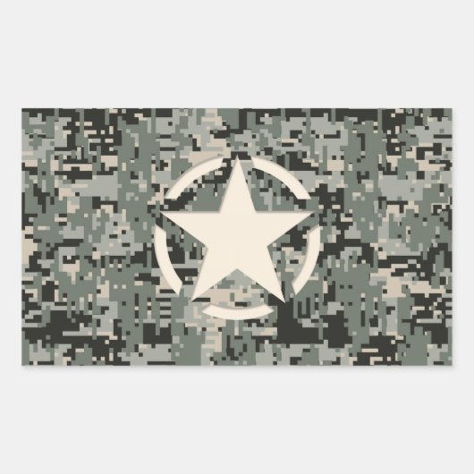 Sticker Rectangulaire Stylo Star sur le Camouflage numérique (Devant)